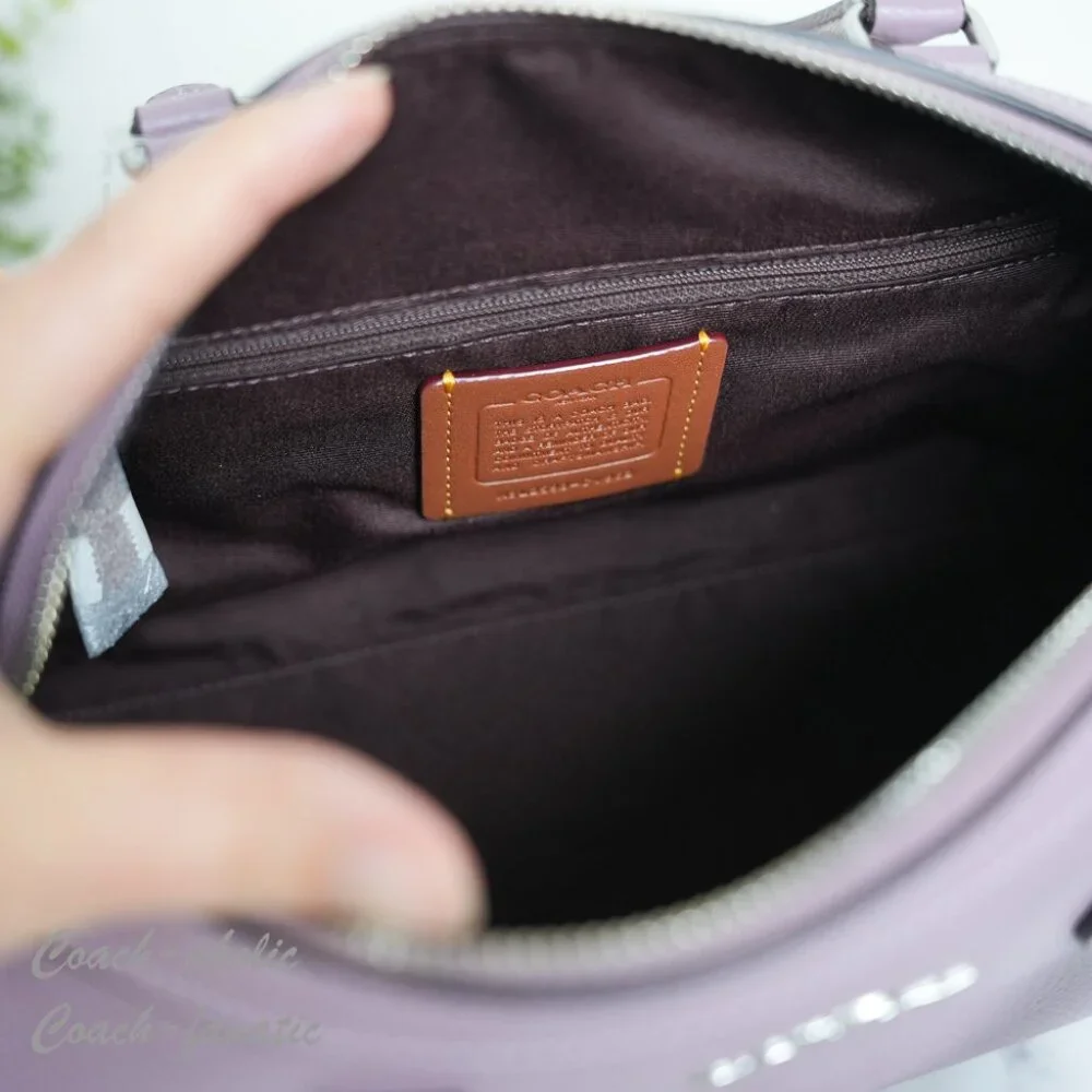 COACH CV962 Rowan Satchel Bag In Refined Pebble Leather Silver/Jasmine NWT